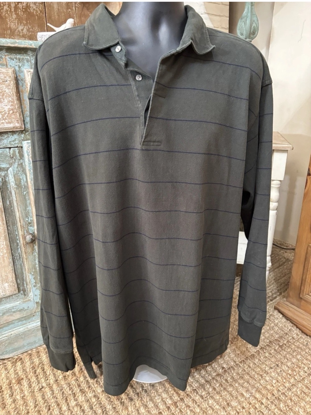 PRINGLE Mens Long Sleeve Polo Striped Shirt Sz XXL Cotton